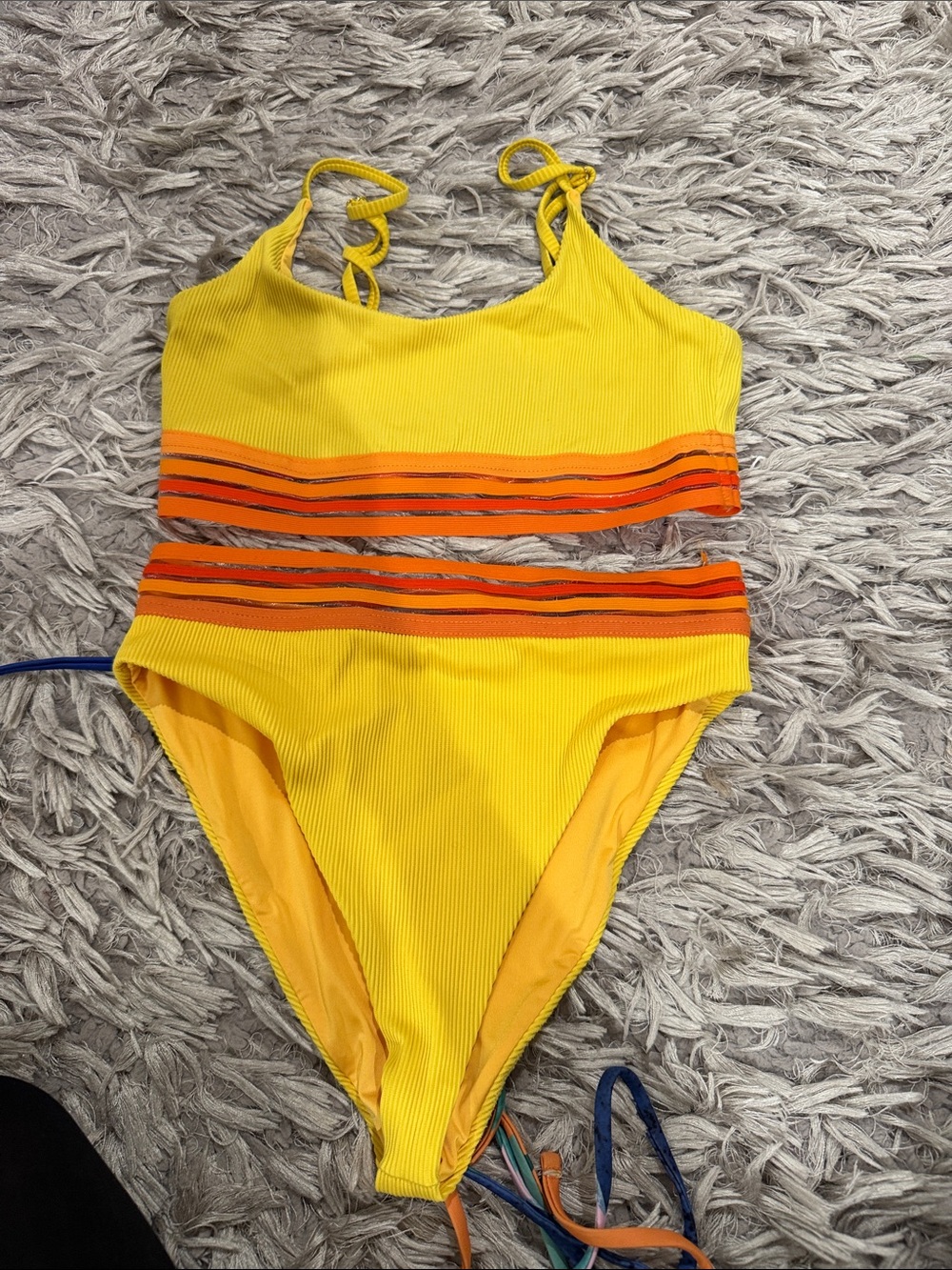 Beach Riot Yellow and Orange Ribbed Two-Piece Bikini